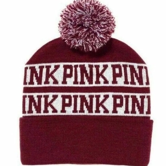 Victoria’s Secret Pink Deep Ruby Beanie Pompon